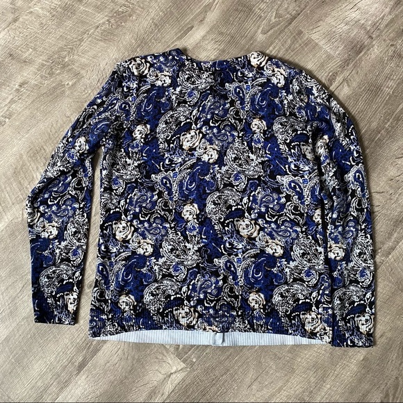 Christopher & Banks Blue Floral Cardigan Sweater Top - Picture 5 of 8
